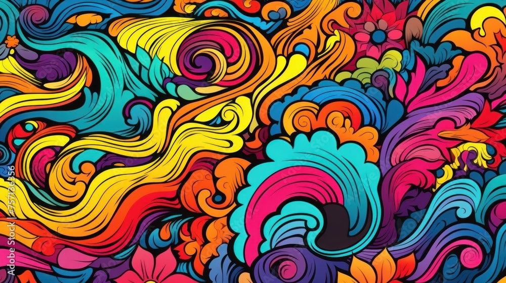 Seamless retro style groovy psychedelic background Seamless retro style groovy psychedelic background