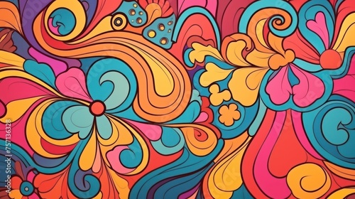 Seamless retro style groovy psychedelic background
