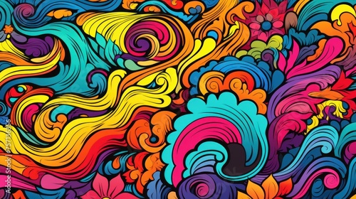 Seamless retro style groovy psychedelic background