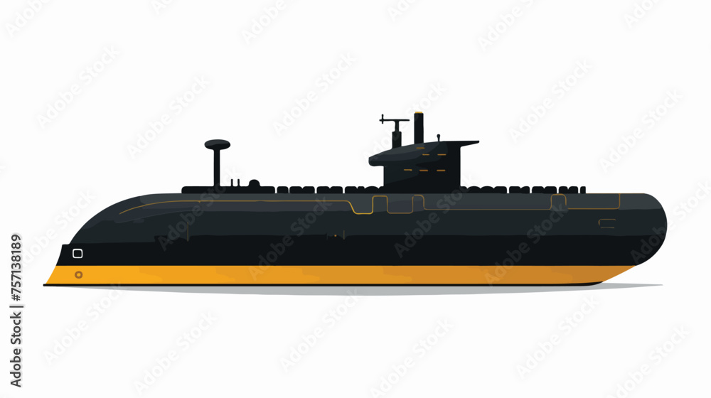 Silhouette of the submarine. Flat design vector isolated
