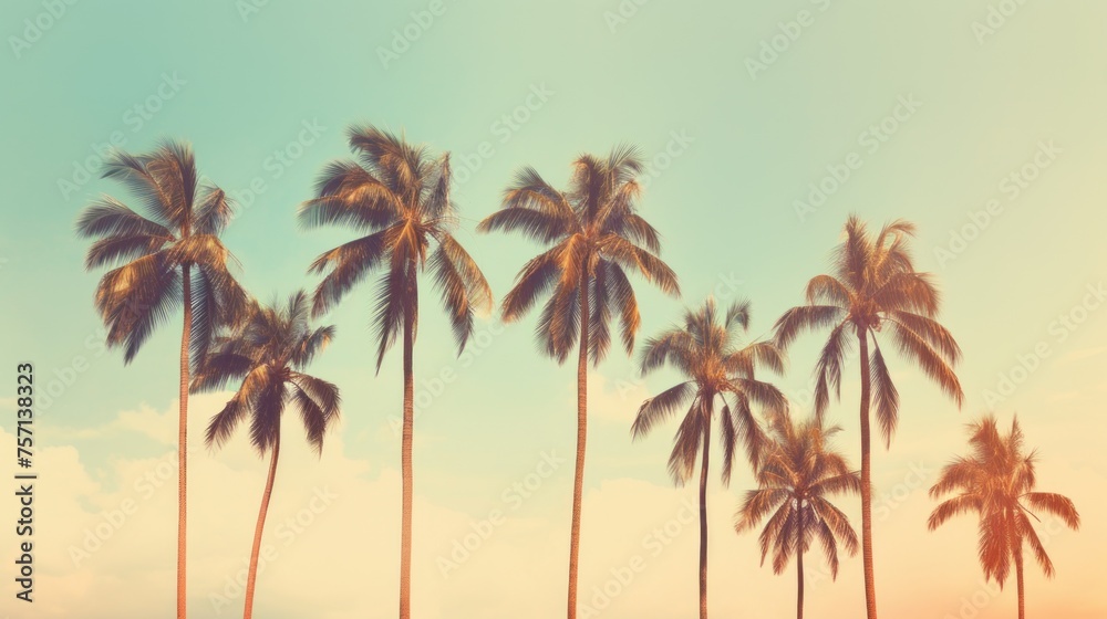 The Sky Behind Palm Trees, Immersed in Vintage Aesthetics, Eliciting Nostalgia