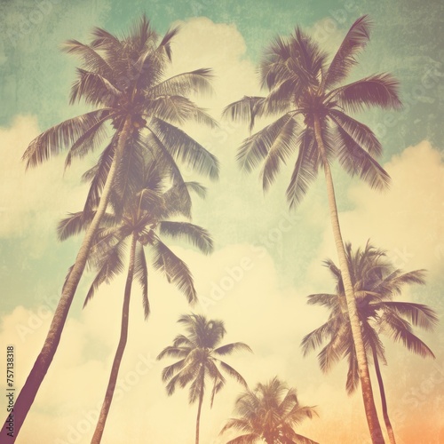 The Sky Behind Palm Trees  Immersed in Vintage Aesthetics  Eliciting Nostalgia