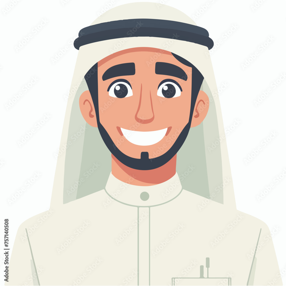 Vector character of a cheerful Arab person with flat design style