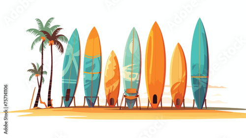 Surf boards and bucket sand shovel beach travel vac photo