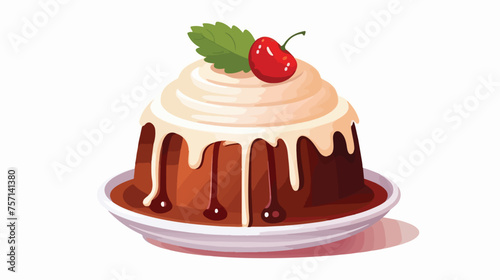 Sweet pudding isolated icon flat vector 