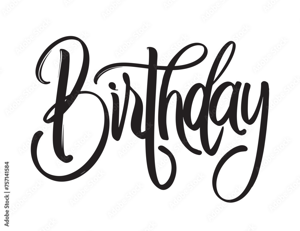 Creative black Birthday typography text on white background Creative black Birthday typography text on white background