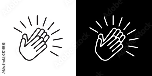 Clapping Hands Line Icon on White Background for web. photo