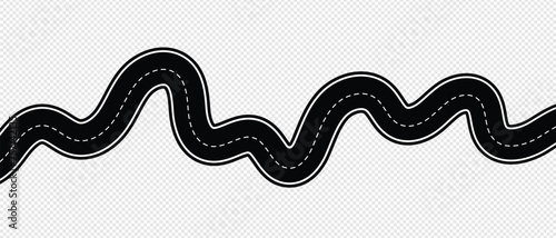 Winding highway road from top view. Flat vector illustration isolated on white background. EPS 10