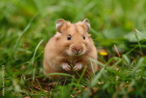 illustration of a hamster in the grass. Created with Generative AI	