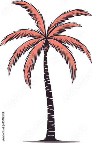 Sunset Silhouette Breathtaking Palm Tree Vector Art