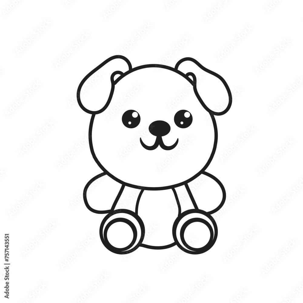 Fototapeta premium retro teddy bear design line art background texture for poster, background, wallpaper, t-shirt, etc. black and white design part 2