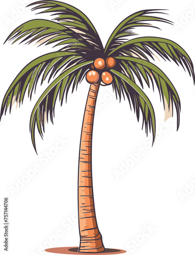 Palm Tree Panorama Panoramic Palm Tree Vector Illustration