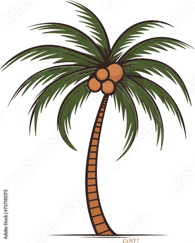 Tropic Tranquility Tranquil Palm Tree Vector Art