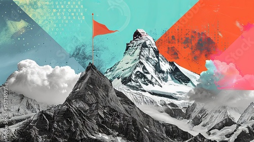 Modern Art Collage: Mountain Peak Achievement and Entrepreneurial Journey   © Kristian