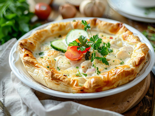 the Danish tartlets, made of puff pastry filled with a creamy chicken sauce with asparagus