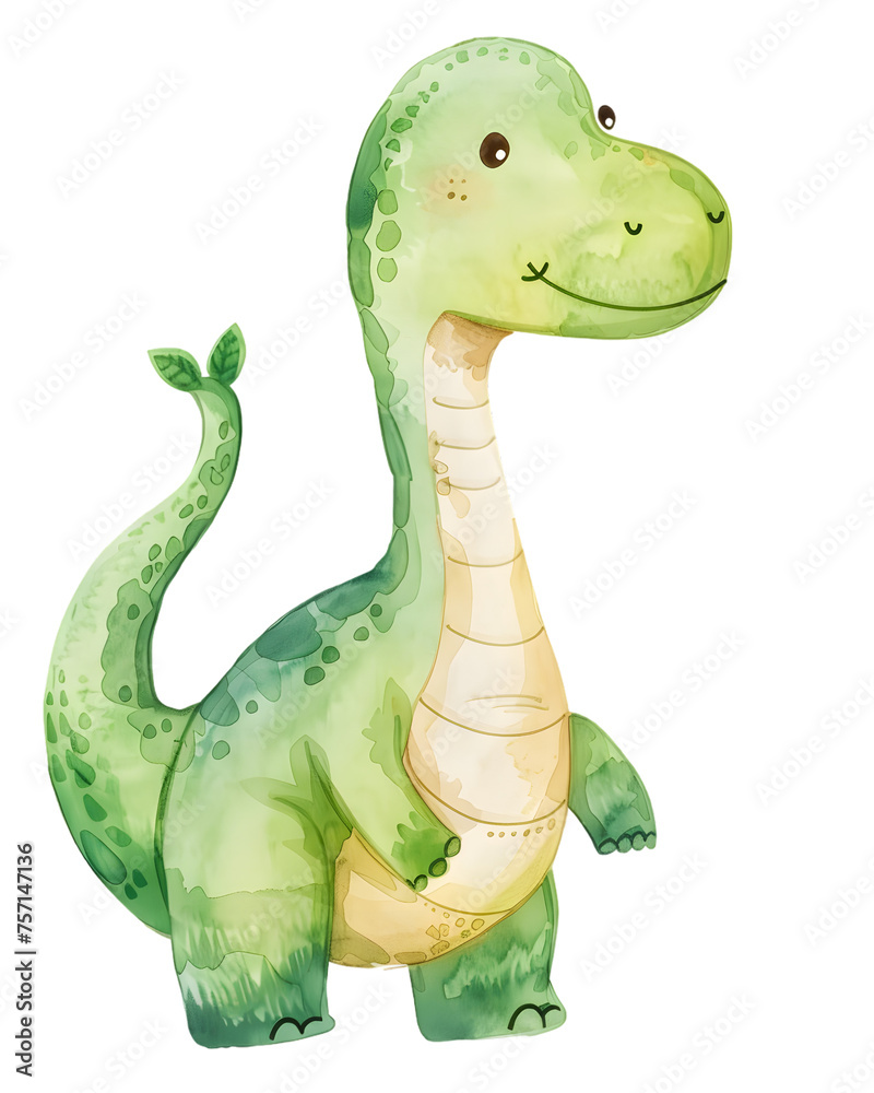 Fototapeta premium Little dinosaur watercolor illustration Isolated on transparent background