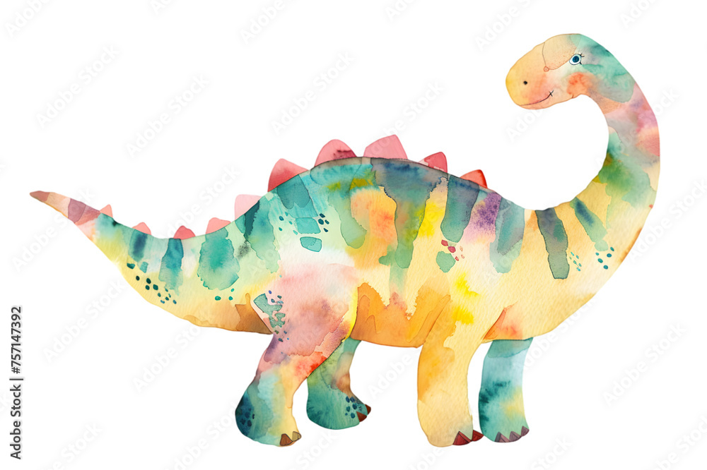 Naklejka premium Little dinosaur watercolor illustration Isolated on transparent background