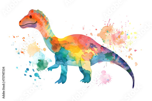 Little dinosaur watercolor illustration Isolated on transparent background photo