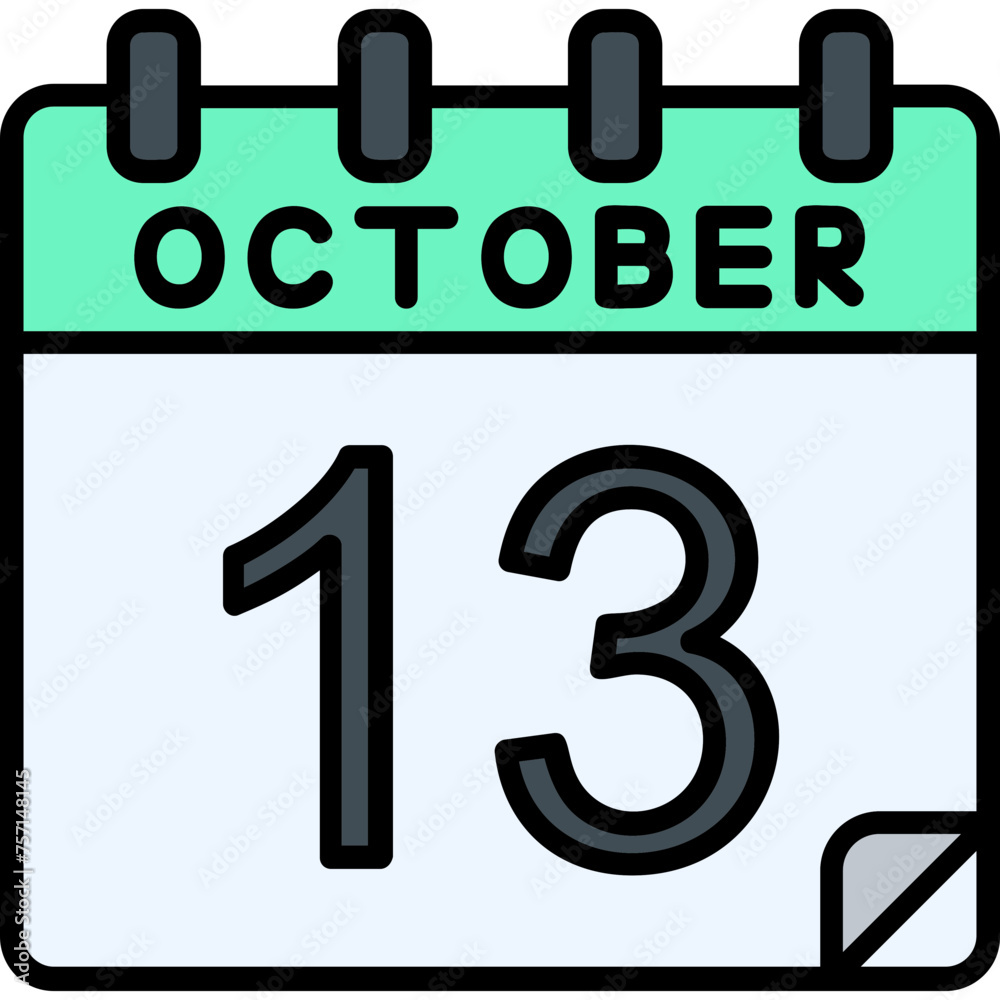 13 October Vector Icon Design 13 October Vector Icon Design
