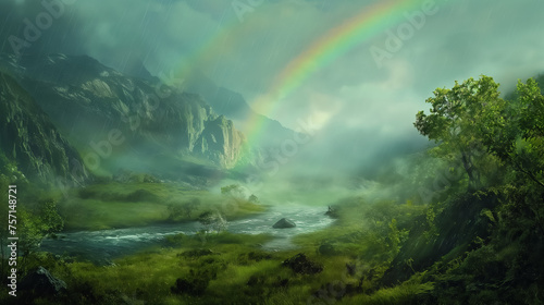 Misty valley with a rainbow. © RISHAD