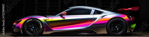 Racing car's aerodynamic body kit upgrades shine against the backdrop of energetic outdoor scenes. © Дмитрий Симаков