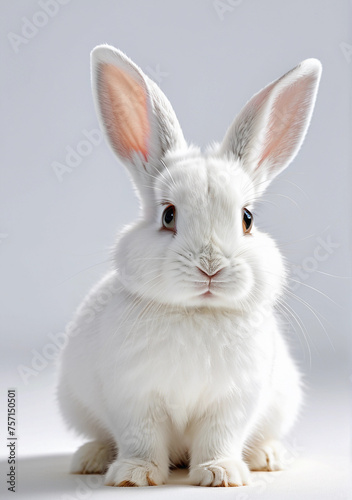 white rabbit on white background © aike