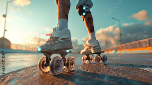 boy skating on the rollerblades