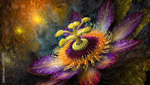 Abstract flowers, passiflora photo