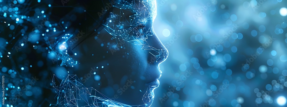 Artificial Intelligence. image showcases an abstract digital human head ...