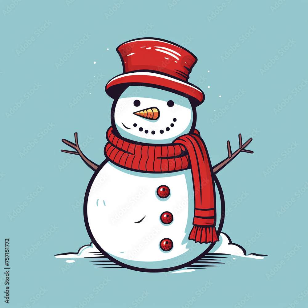 a Hand drawn snowman vector, simple, black and white сreated with Generative Ai a Hand drawn snowman vector, simple, black and white сreated with Generative Ai