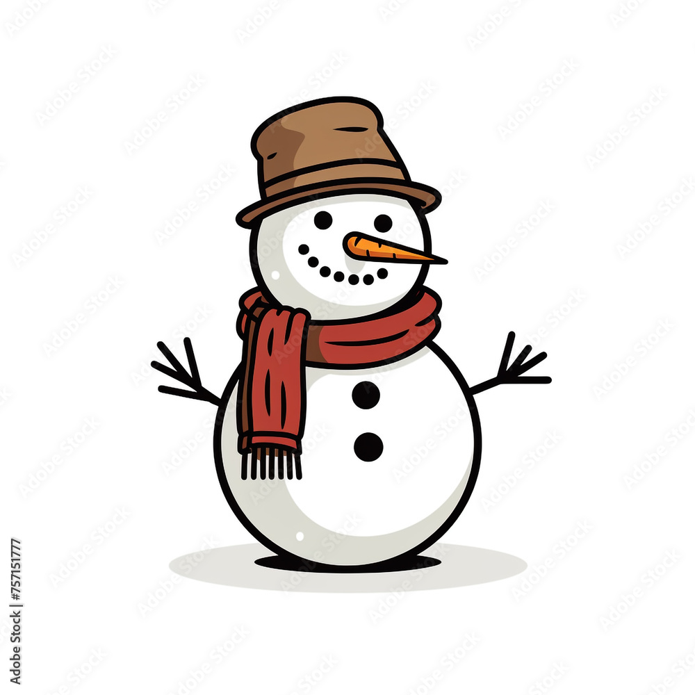 a Hand drawn snowman vector, simple, black and white сreated with Generative Ai a Hand drawn snowman vector, simple, black and white сreated with Generative Ai