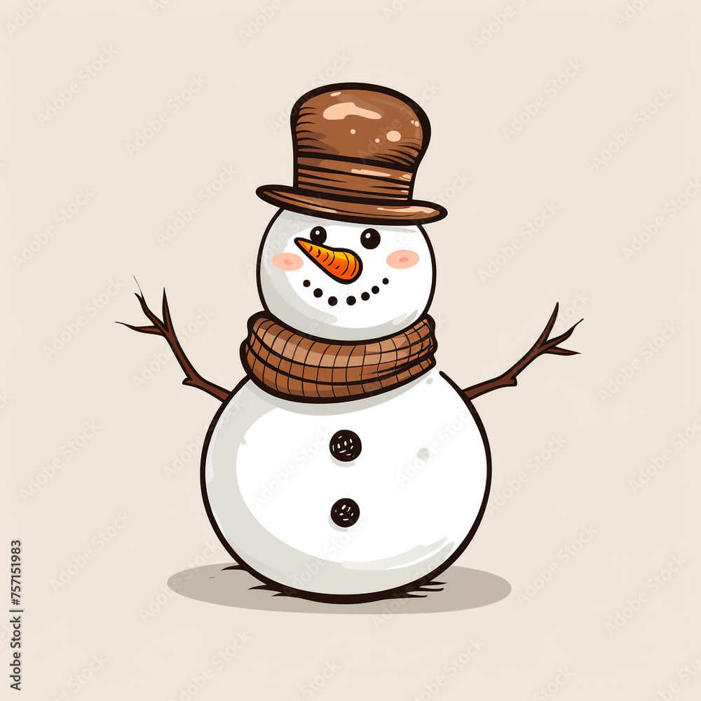a Hand drawn snowman vector, simple, black and white сreated with Generative Ai a Hand drawn snowman vector, simple, black and white сreated with Generative Ai