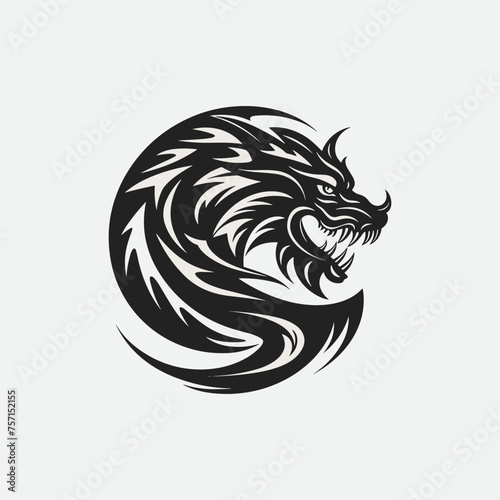 dragon head logo vector art template illustration © attha