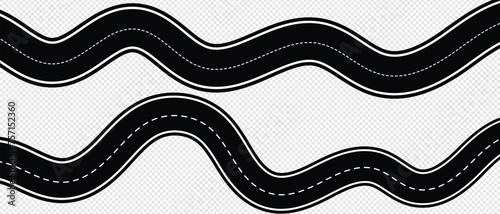 Winding highway road from top view. Flat vector illustration isolated on white background. EPS 10
