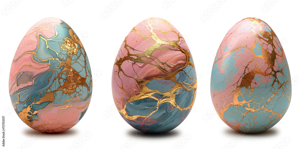 Set of fluid painted Easter eggs