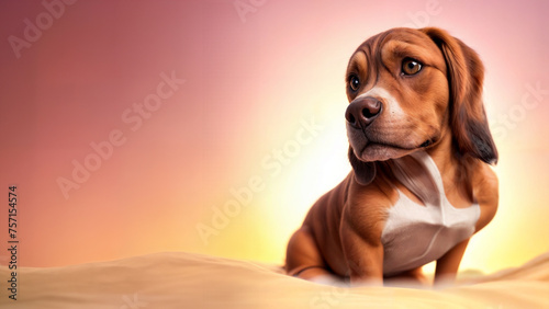 Incantevole Amico a Quattro Zampe- Illustrazione di un Cane su Sfondo Pastello photo