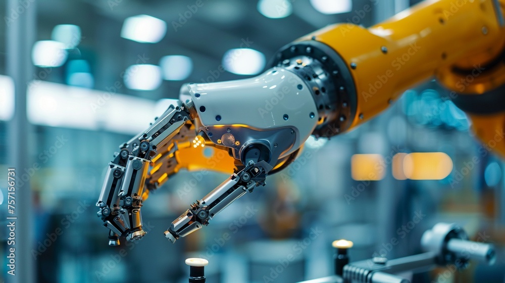 A close-up view of a robot hand performing precision engineering tasks A close-up view of a robot hand performing precision engineering tasks