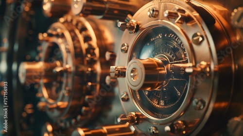 A detailed view of a vintage bank vault dial symbolizing security and reliability in the banking industry