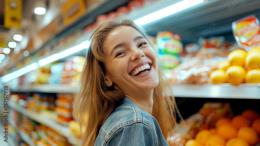 Woman Shopping in Supermarket