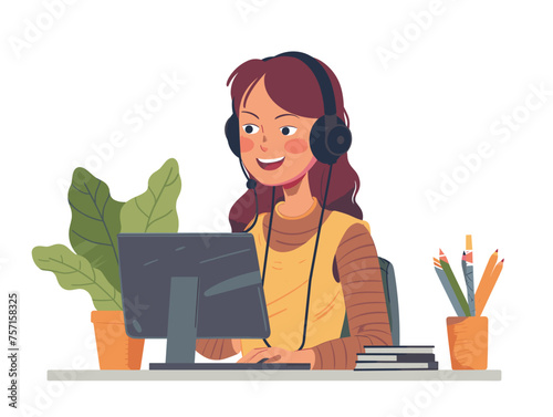  A customer service representative conducts a live chat session with a customer online addressing their inquiries promptly. (Online customer support) 