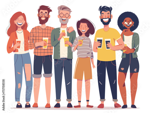  A group of colleagues celebrates a successful project completion with drinks and laughter after work. (Team celebration) 