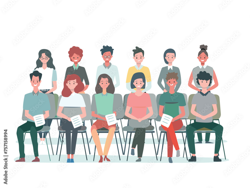 A group of trainees attend a training session acquiring new skills and knowledge relevant to their work. (Employee training) A group of trainees attend a training session acquiring new skills and knowledge relevant to their work. (Employee training)