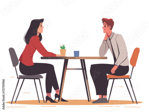  A human resources representative interviews a candidate for a job opening assessing their skills and experience. (Job interview) 