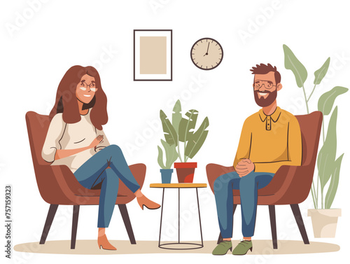  A manager conducts a performance review with an employee discussing strengths weaknesses and setting goals for improvement. (Performance review) 