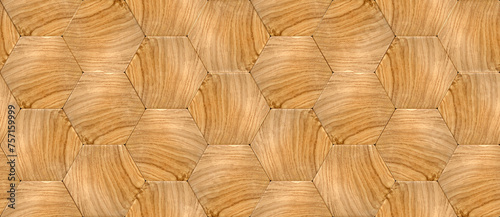 Fototapeta Naklejka Na Ścianę i Meble -  Dark Wood oak 3d tiles texture with cream plastic elements. Material wood oak. High-quality quality seamless realistic texture. For wall, web, floor, and auto vinyl.