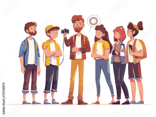  A photographer passionately shares their knowledge of composition and lighting engaging a group of students during a workshop. 