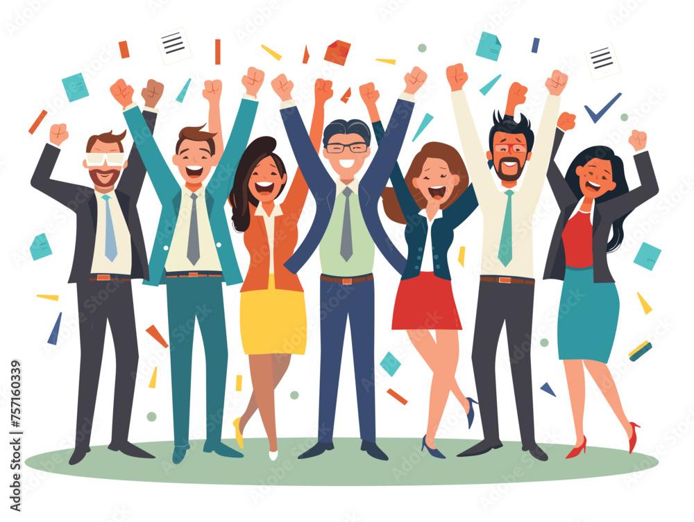  A team celebrates reaching a sales target highlighting the importance of teamwork and individual contributions to achieving goals. (Sales team celebration) 