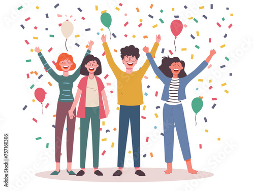  A team celebrates a company milestone acknowledging achievements and recognizing individual contributions. (Company celebration) 