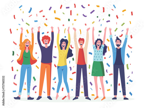  A team celebrates a company milestone acknowledging achievements and recognizing individual contributions. (Company celebration) 