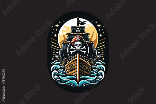 pirate ship vector t shirt design.